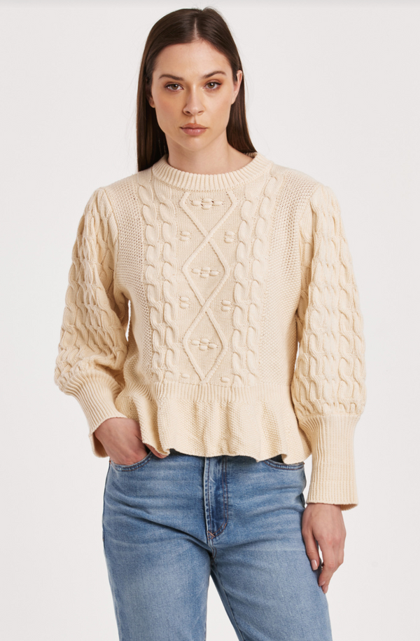 Stefania Cable Knit Peplum Sweater