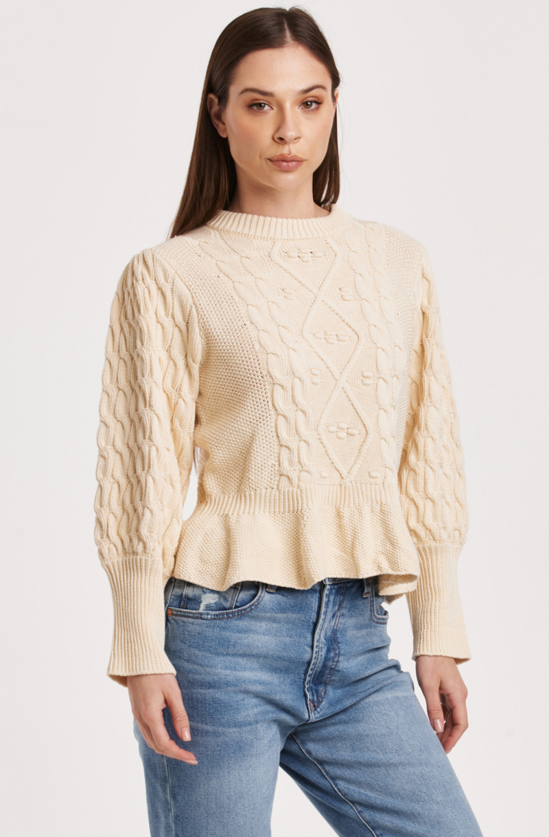 Stefania Cable Knit Peplum Sweater