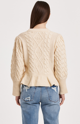 Stefania Cable Knit Peplum Sweater