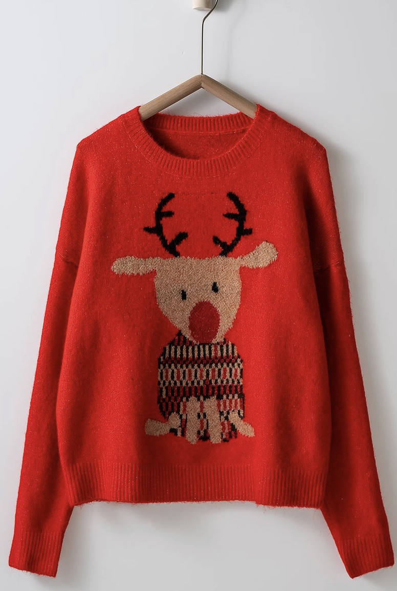 Rudolph Crewneck Knit Sweater