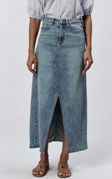 Vianna Clean Hem Front Slit Denim Skirt