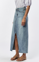 Vianna Clean Hem Front Slit Denim Skirt