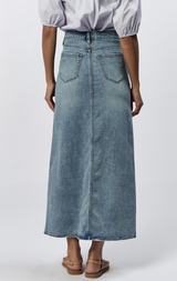 Vianna Clean Hem Front Slit Denim Skirt