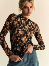 Lucia Floral Print Mesh Layering Top