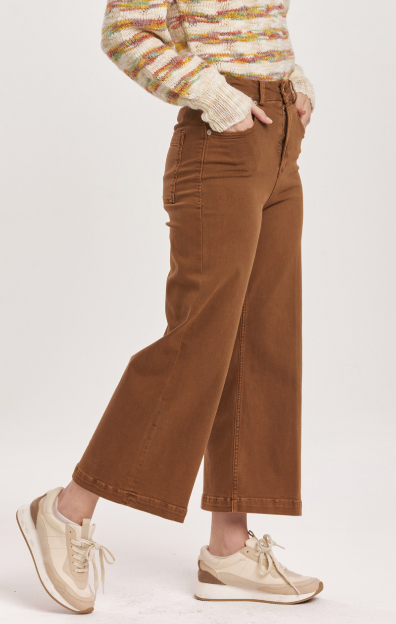 Audrey Super Hig Rise Cropped Wide Leg Jeans